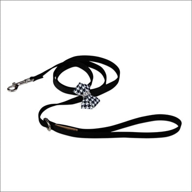 Black & White Houndstooth Nouveau Bow Leash - Pet Leashes