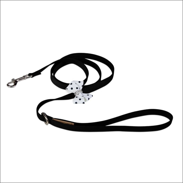 Black & White Polka Dot Nouveau Bow Leash - Pet Leashes