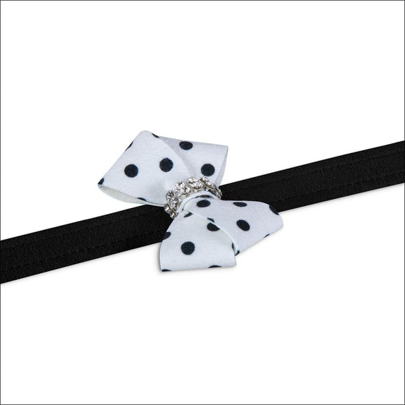 Black & White Polka Dot Nouveau Bow Leash - Pet Leashes