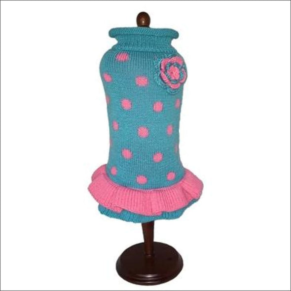 Turquoise/Pink Polka Dot Party Dog Dress*