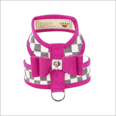 Windsor Check Tinkie Harness with Solid Big Bow & Trim